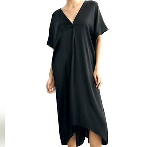 Zara Black Satin Effect V-Neck Long Tunic Dress